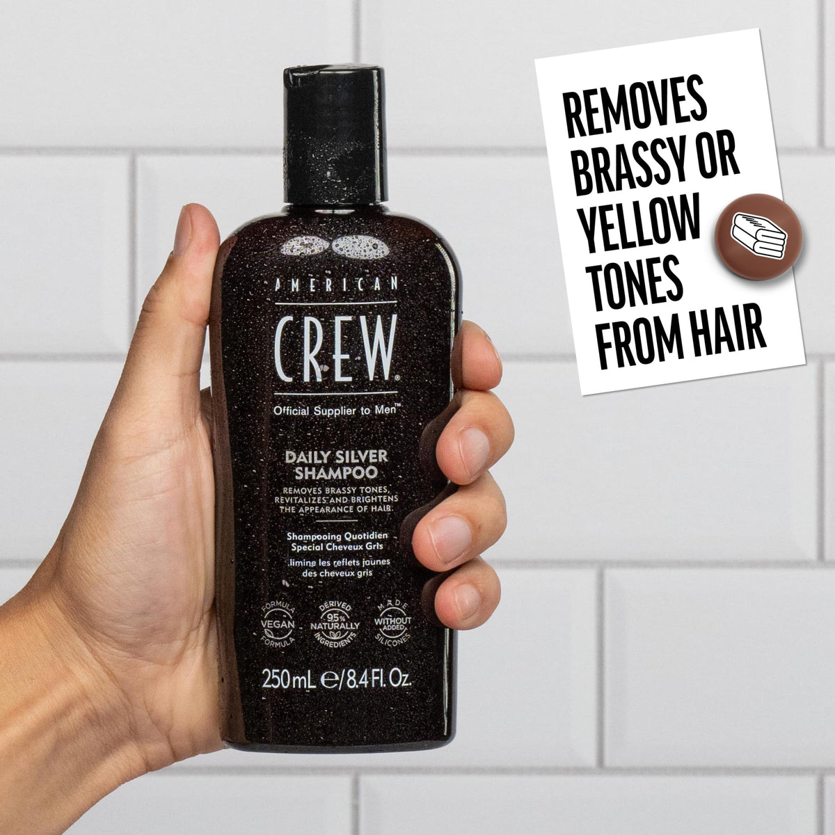 American Crew Men's Shampoo, Daily Silver, Removes Brassy Tones, Naturally Derived, Vegan Formula, 8.4 Fl Oz Beauty & Personal Care AMERICAN CREW