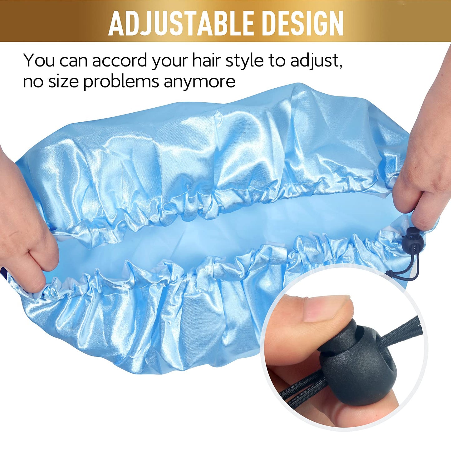 Waterproof Shower Caps, Shower Cap for Women Long Hair, Curly Hair, Short Hair Adjustable Washable Extra Large Bathing Hair Cap for Shower Beauty & Personal Care Fishent