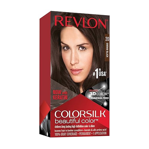 Revlon Permanent Hair Color, Permanent Hair Dye, Colorsilk with 100% Gray Coverage, Ammonia-Free, Keratin and Amino Acids, 20 Brown/Black, 4.4 Oz Beauty & Personal Care REVLON