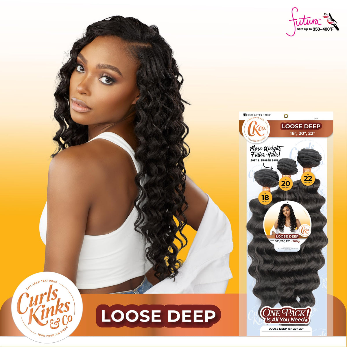 Sensationnel CKCO Synthetic Bundle-Loose Deep,18 20 22 inch, 1B OFFBLACK