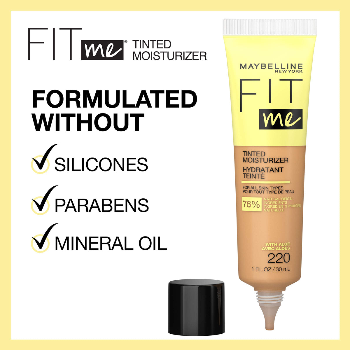 Maybelline Fit Me Tinted Moisturizer, Natural Coverage, Face Makeup, 120, 1 Count