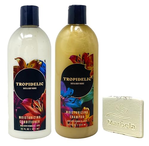 Bath & Body Works Tropidelic Moisturizing Conditioner and Shampoo Duo Set with a Natural Oats Sample Soap Beauty & Personal Care Bath & Body Works