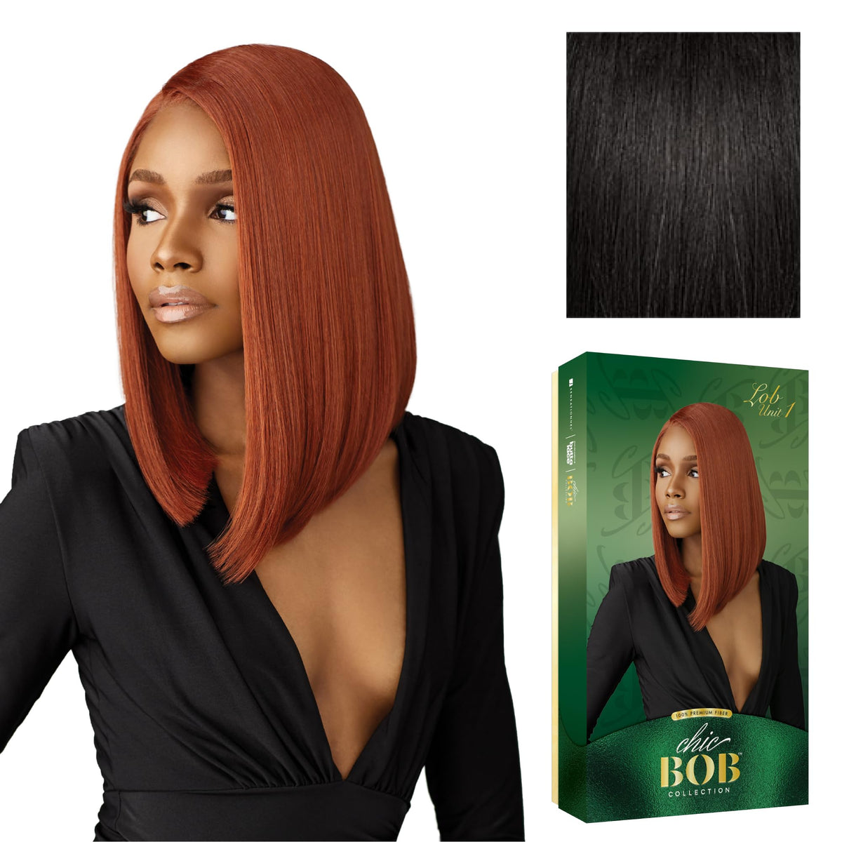 Sensationnel Chicbob Lace Frontwig-Lob Unit 1, 1B OFFBLACK