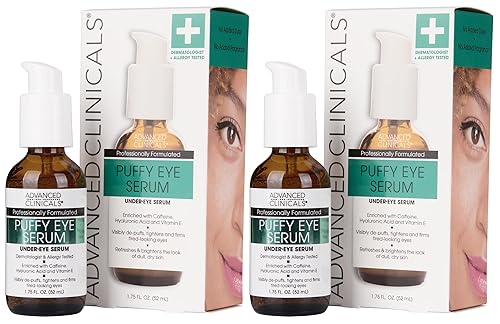 Advanced Clinicals Puffy Eye Under Eye Serum | Visible Anti Aging Brightening Vitamin C + Caffeine Serum Helps Improve Look Of Puffiness, Fine Lines Beauty & Personal Care Advanced Clinicals