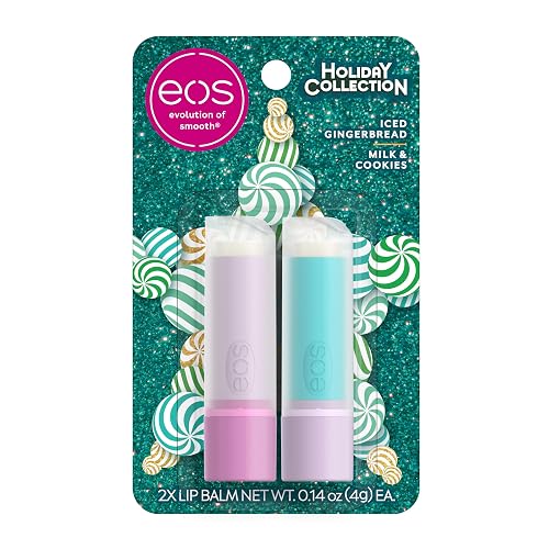 eos Holiday Lip Balm- Iced Gingerbread, Milk & Cookies, Limited-Edition Lip Care, Stocking Stuffers, Holiday Gift Ideas, 0.14 oz, 2-Pack Beauty & Personal Care eos