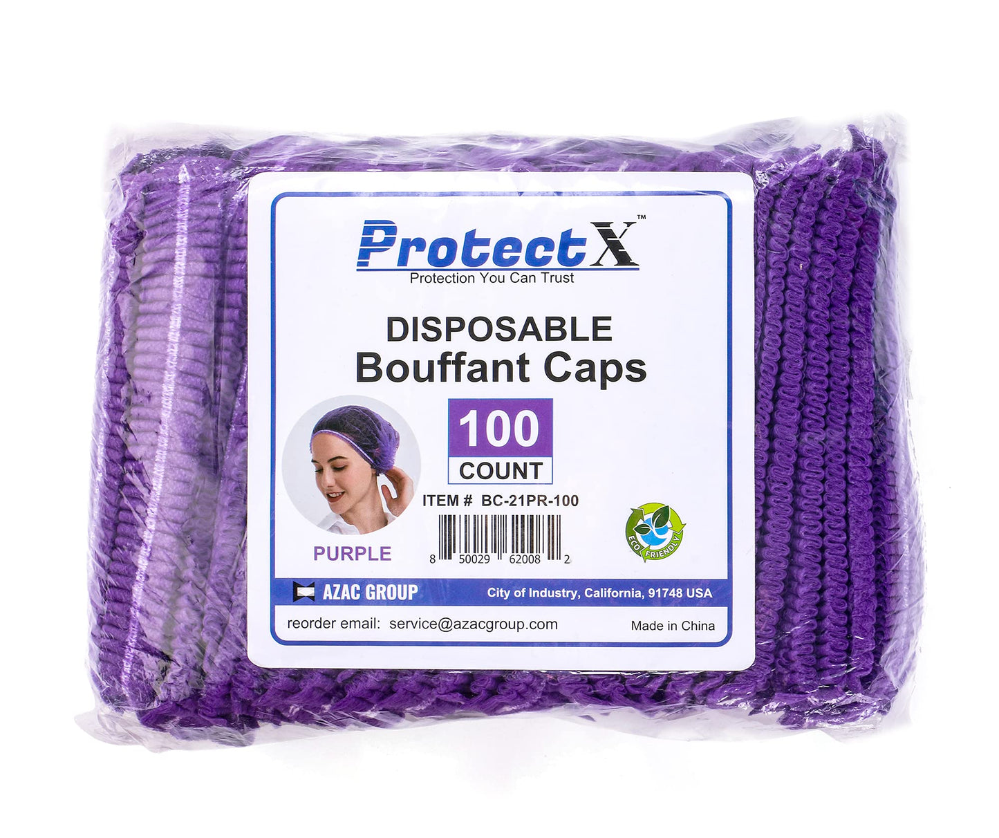 ProtectX Disposable Bouffant (Hair Net) Caps Hair Head Cover Nets 21” (Purple 100 pack) Beauty and Personal Care ProtectX