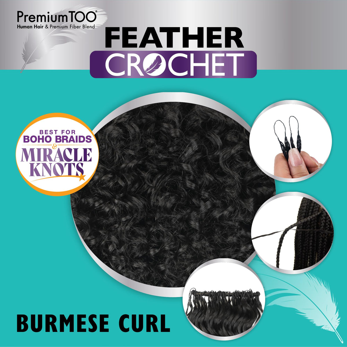 Sensationnel PremiumToo Feather Crochet Braids-Burmese Curl,22in, 30