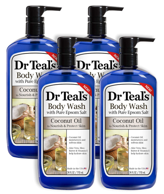 Dr Teal's Coconut Oil Body Wash, 4 Pack, 24 Fl Oz Each, Nourish & Protect, Moisturizing, Unisex Beauty & Personal Care Dr Teal's