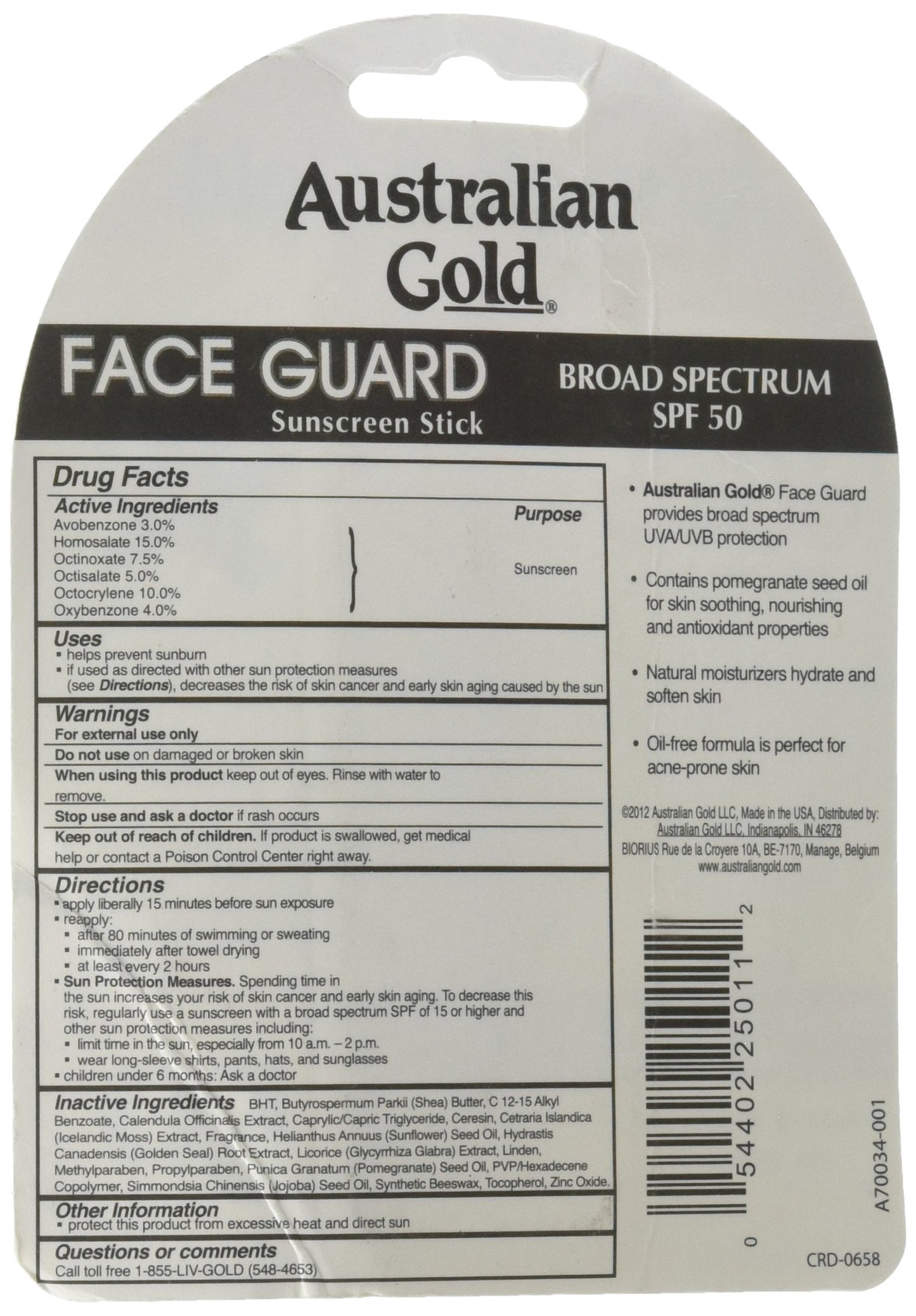 Australian Gold Face Guard Sunscreen Stick SPF 50+ 0.50 oz Beauty & Personal Care Australian Gold