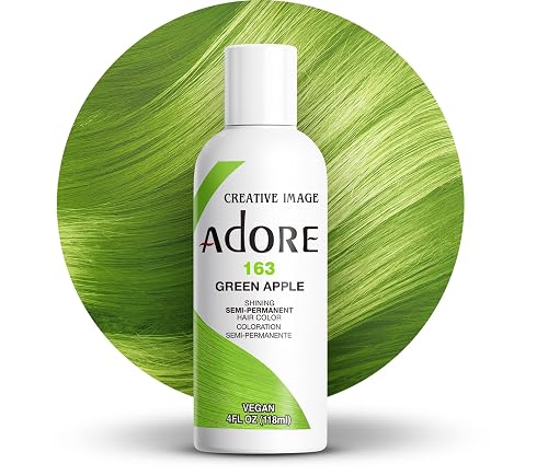 Adore Semi Permanent Hair Color (163 Green Apple) | Vegan & Cruelty-Free Green Hair Dye | No Ammonia, No Peroxide, No Alcohol | 4 Fl Oz Beauty & Personal Care Adore