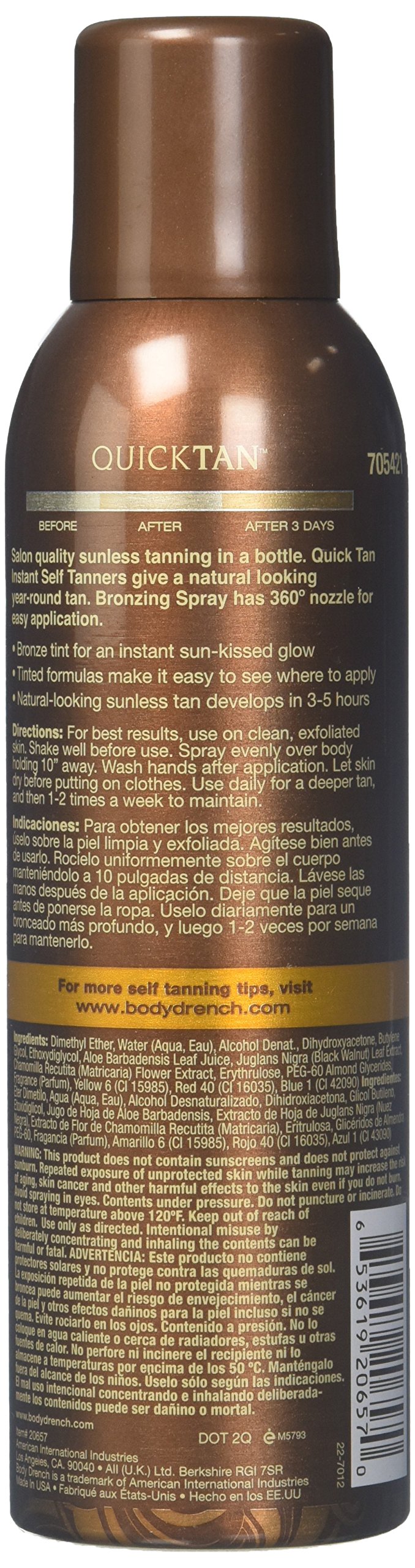 Body Drench QuickTan Instant Self Tanner Bronzing Spray, Medium/Dark Tan, 6 fl oz (Pack of 3) Beauty & Personal Care Body Drench