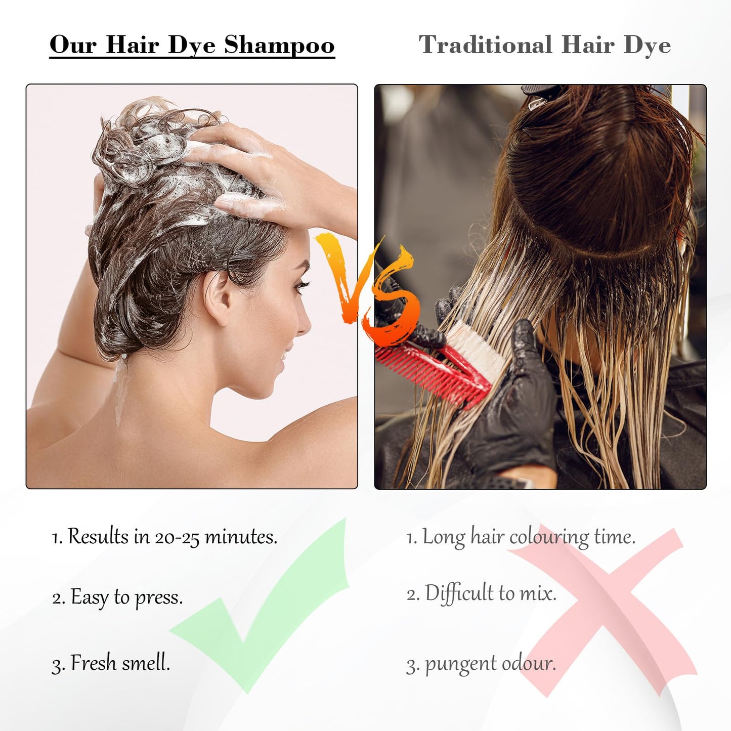 KAISASA Brown Hair Dye Shampoo 3 in 1, Hair Color Shampoo for Cover Grey Hair, Hair Dye Shampoo for Men and Women (Brown) Beauty and Personal Care KAISASA