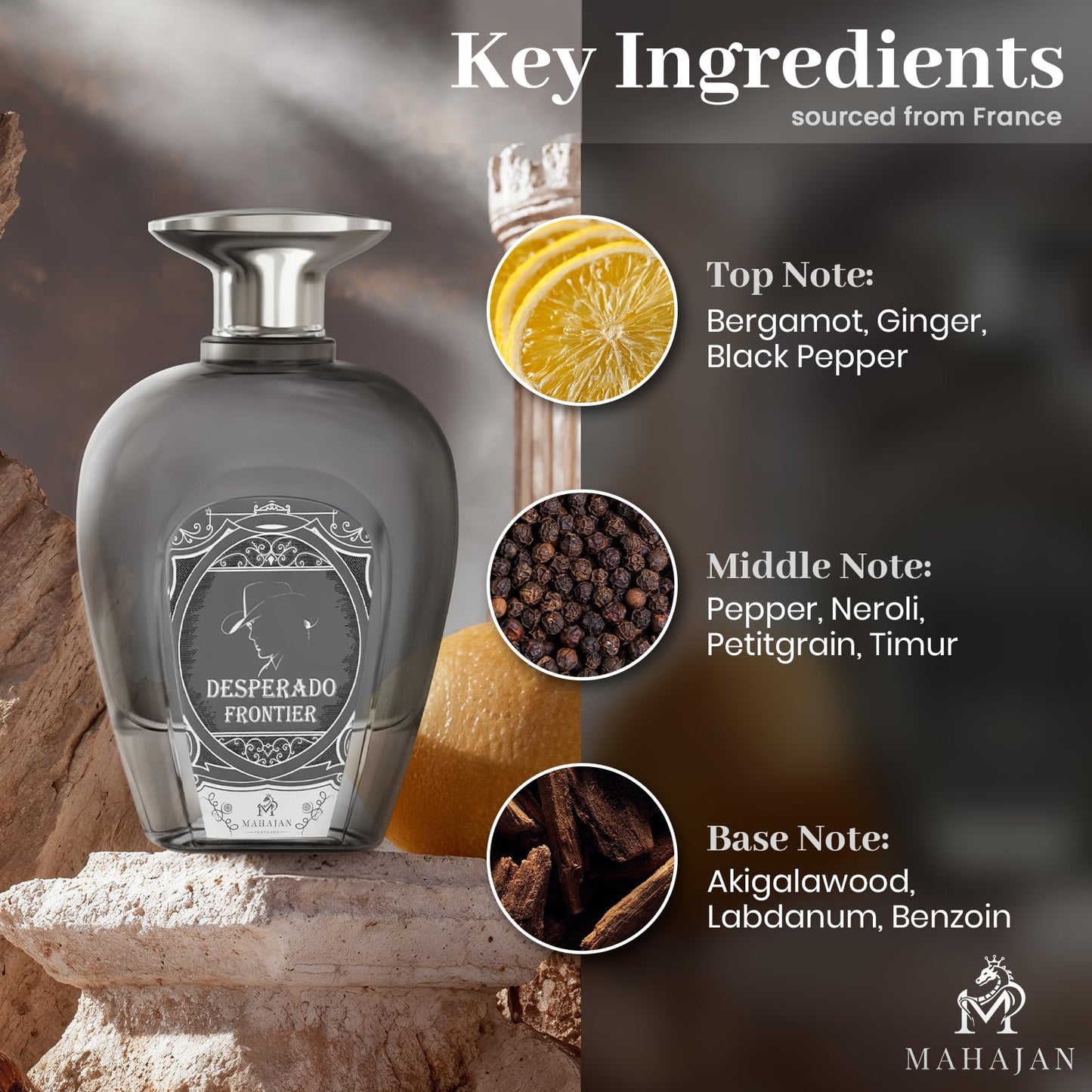 Mahajan Desperado Frontier Eau de Parfum - Rugged & Fresh Men’s Cologne - Spicy Citrus & Warm Woods - Bold, Masculine, All-Day Long-Lasting Perfume Beauty & Personal Care Mahajan