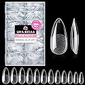 UNA GELLA Almond Gel Nail Tips, 504PCS Pre Etched Clear Fake Nails Tips Medium Almond Shape - 12 Sizes Full Cover Soft Acrylic Press On Nail Beauty & Personal Care UNA GELLA