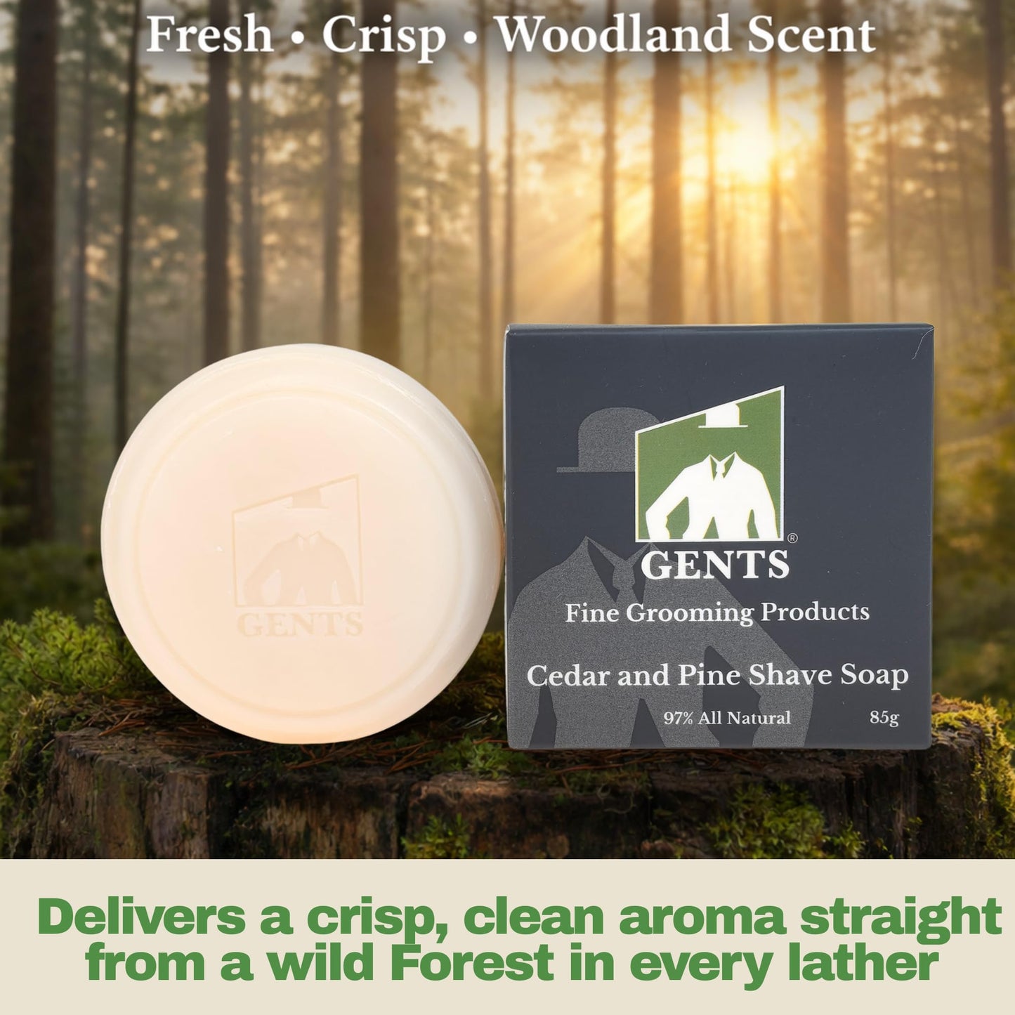 GENTS Men's Cedar and Pine Shaving Soap with Shea Butter and Glycerin, Pack of 3 (3oz Each) Beauty and Personal Care G.B.S