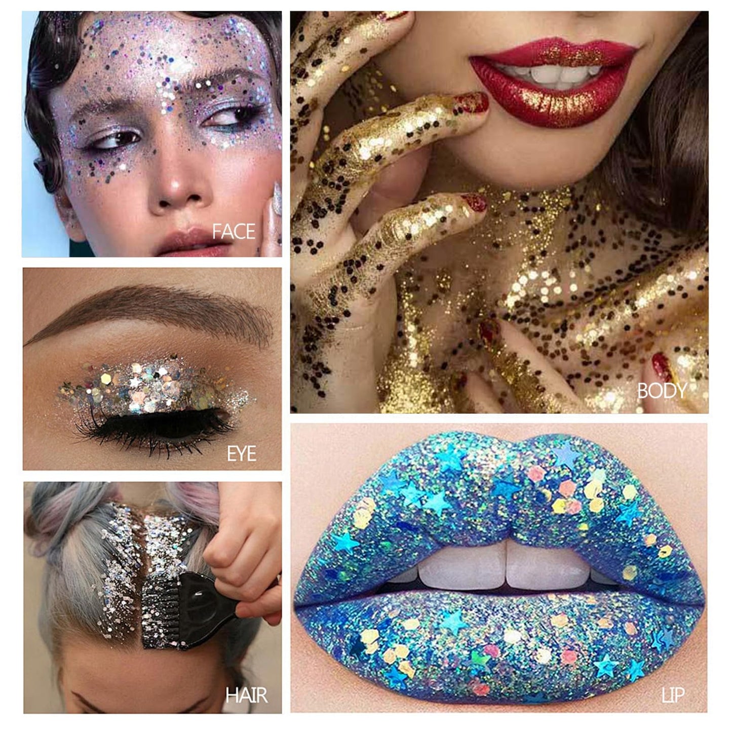 Body Glitter Stick,Sparkling Face Hair Glitter,Mardi Gras Accessories,Singer Concert Festival Rave Outfit for Women,Mermaid Sequins Chunky Glitter Beauty and Personal Care Angels Beauty