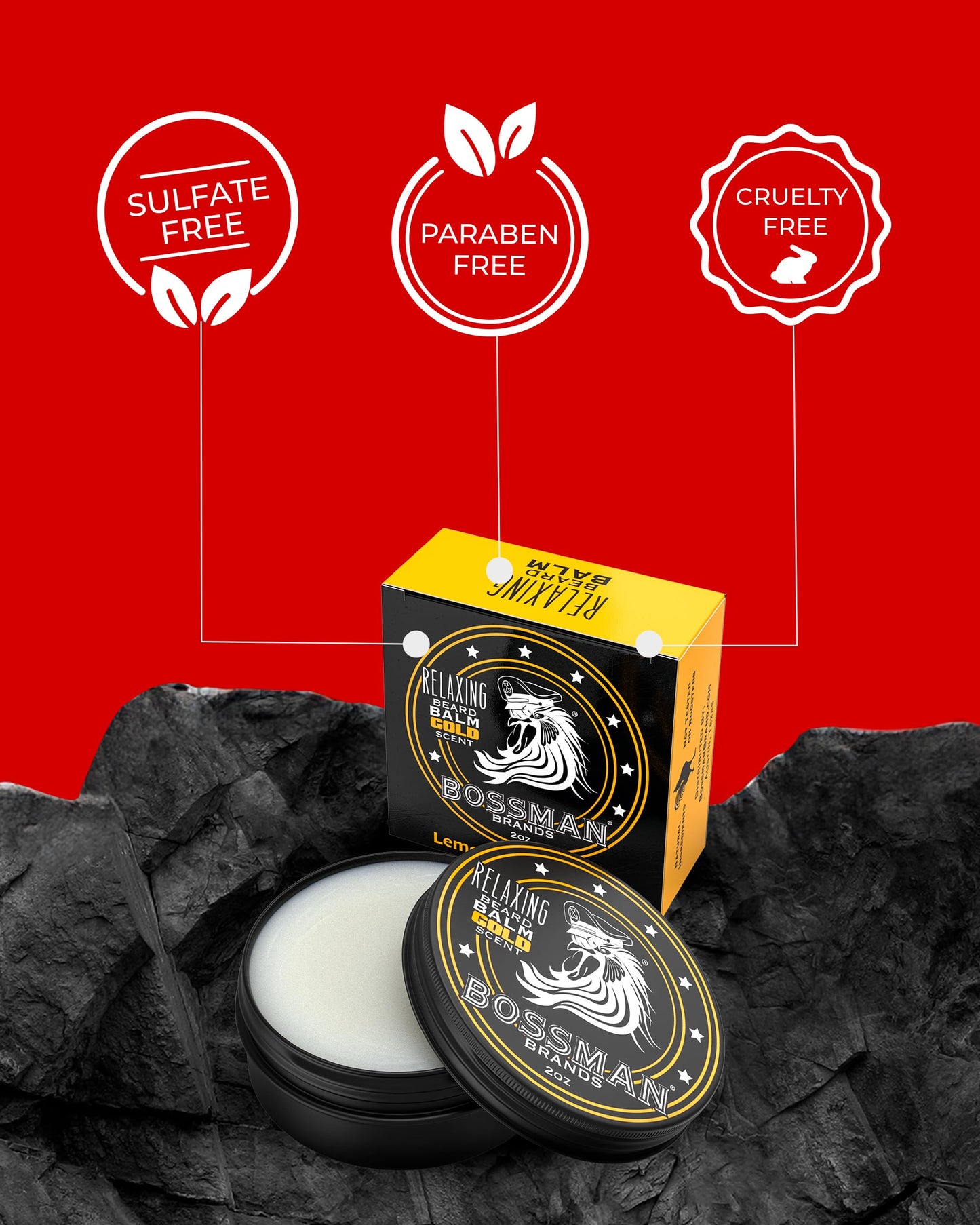 Bossman Relaxing Beard Balm for Men (Gold Scent) - Tames, Relaxes, Thickens & Softens for Ultimate Beard Care - Made in USA Beauty & Personal Care Bossman