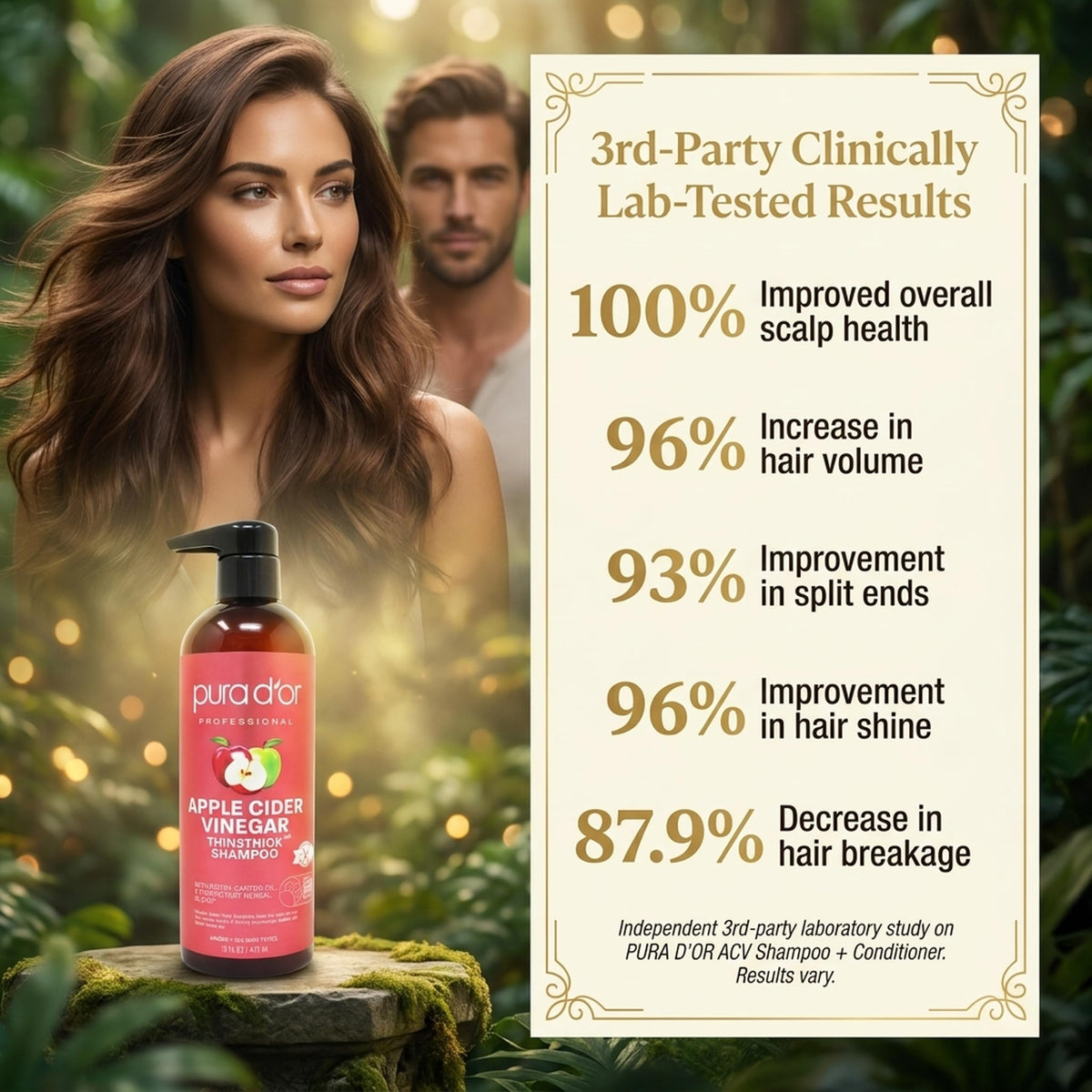 PURA D'OR Apple Cider Vinegar Shampoo for Clarifying and Volume, 16oz