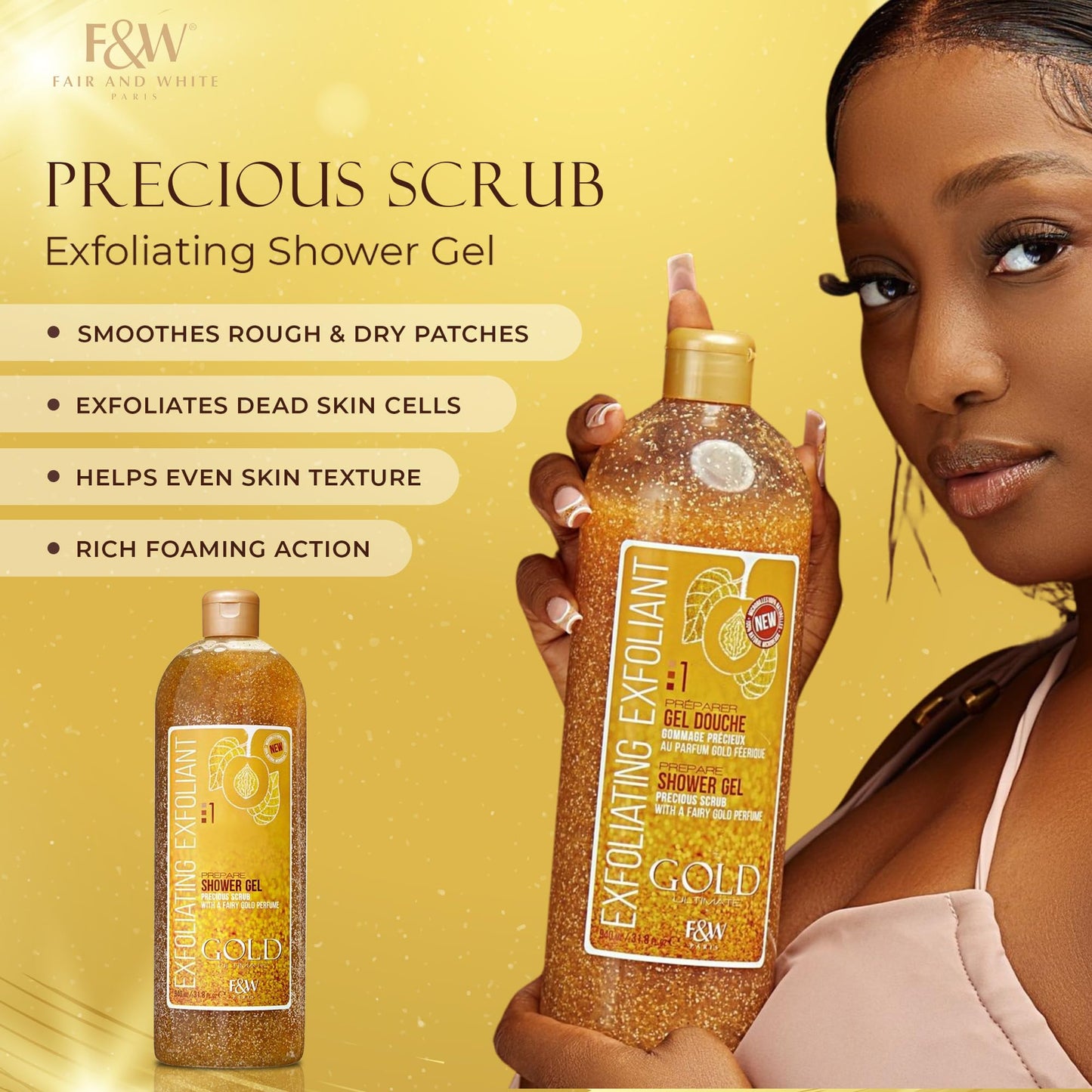 FAIR & WHITE Gold Precious Scrub Exfoliating Body Wash 31.8 fl. oz. / 940 ml Beauty & Personal Care FAIR & WHITE