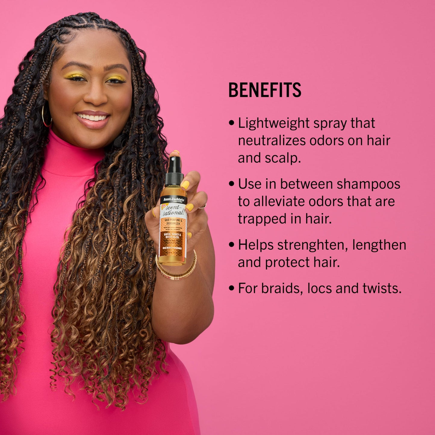 Aunt Jackie’s Braid + Twist Collection Scent-Sational Hair Perfume & Deodorizer - Neutralize Odors and Refresh Hair with Witch Hazel, Biotin Beauty & Personal Care Aunt Jackie's