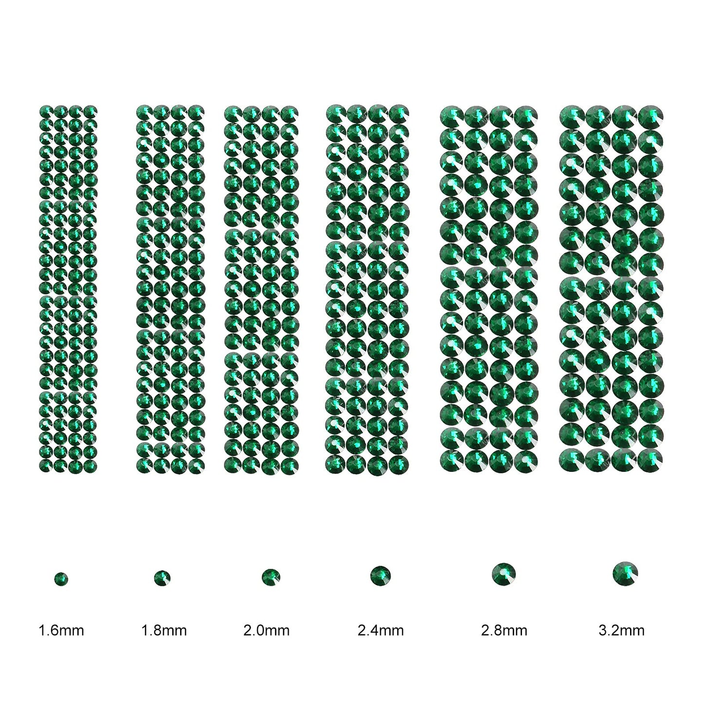 Jollin 3456pcs Flatback Rhinestones Glass Charms Diamantes Gems Stones for Nail Art 6 Size ss4~ss12 Dark Green Beauty & Personal Care Jollin