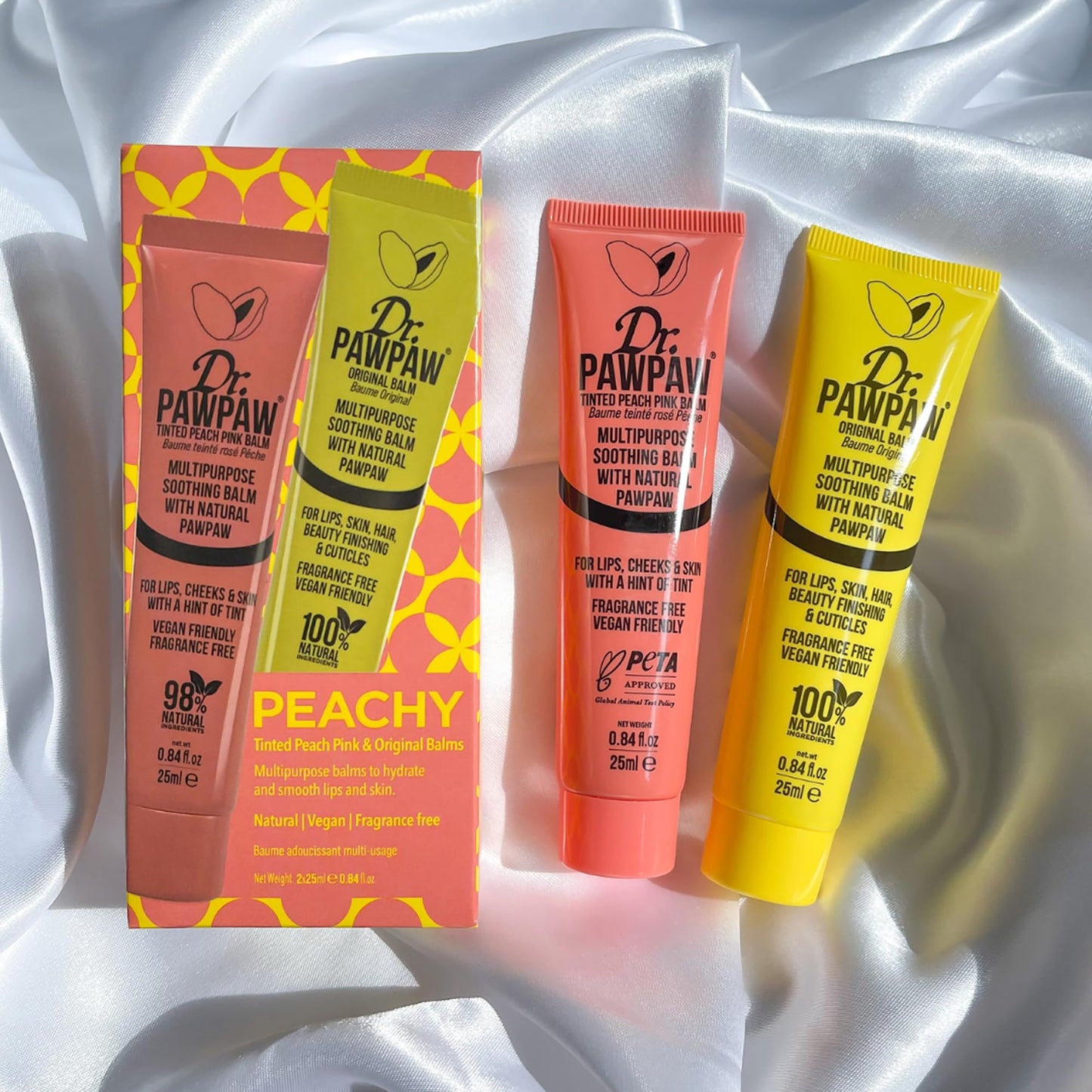 Dr. PawPaw Peachy Set - Multipurpose, Soothing and Tinted, Hydrating Lip Balm Giftset - Peach Pink and Original Balm - Gluten Free - 2 pc Beauty and Personal Care Dr. PAWPAW ORIGINAL BALM
