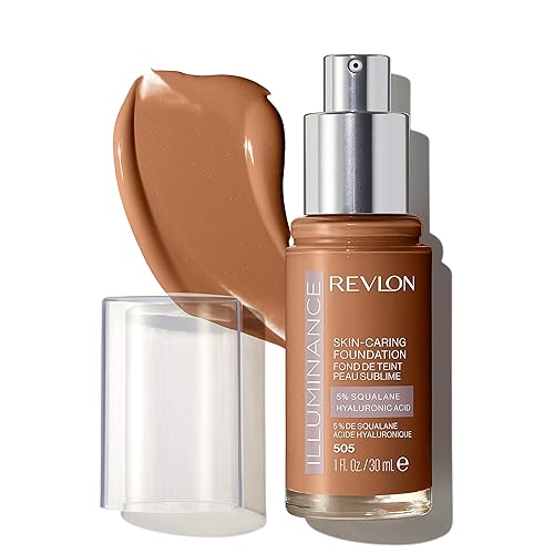 Revlon Illuminance Skin-Caring Liquid Foundation, Hyaluronic Acid, Hydrating and Nourishing Formula with Medium Coverage, 505 Rich Sand, 1 fl oz Beauty & Personal Care REVLON