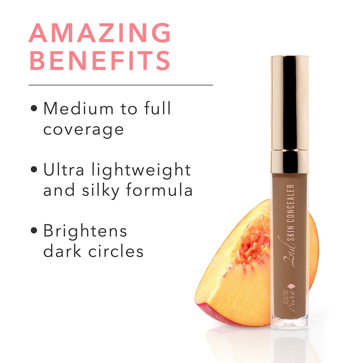 100% PURE 2nd Skin Concealer (Fruit Pigmented), Shade 7, Full Coverage, Lightweight, Liquid Concealer for Face, Under Eyes, Vegan Makeup (For Deep Beauty & Personal Care 100% PURE
