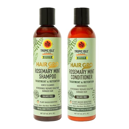 Hair Gro Rosemary Mint Shampoo & Conditioner Set - Jamaican Black Castor Oil Blend. Gently Cleanse, Moisturize, Refresh Scalp & Repair Damaged Hair Beauty & Personal Care Tropic Isle Living