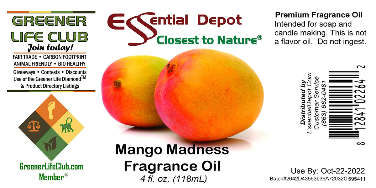 Essential Depot Mango Madness Fragrance Oil - Supplied in 4 oz. Amber Glass Bottle with Black Phenolic Cone Lined and Safety Sealed Cap. Beauty & Personal Care Essential Depot