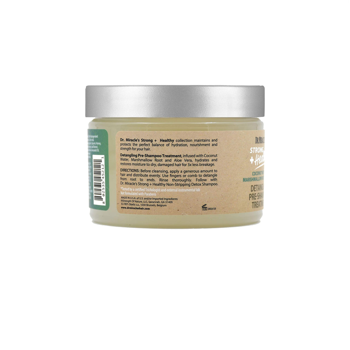 Dr. Miracle's Strong & Healthy Detangling Pre-Shampoo Treatment. Infused with Coconut Water, Marshmallow Root and Aloe Vera, Hydrates and Restores