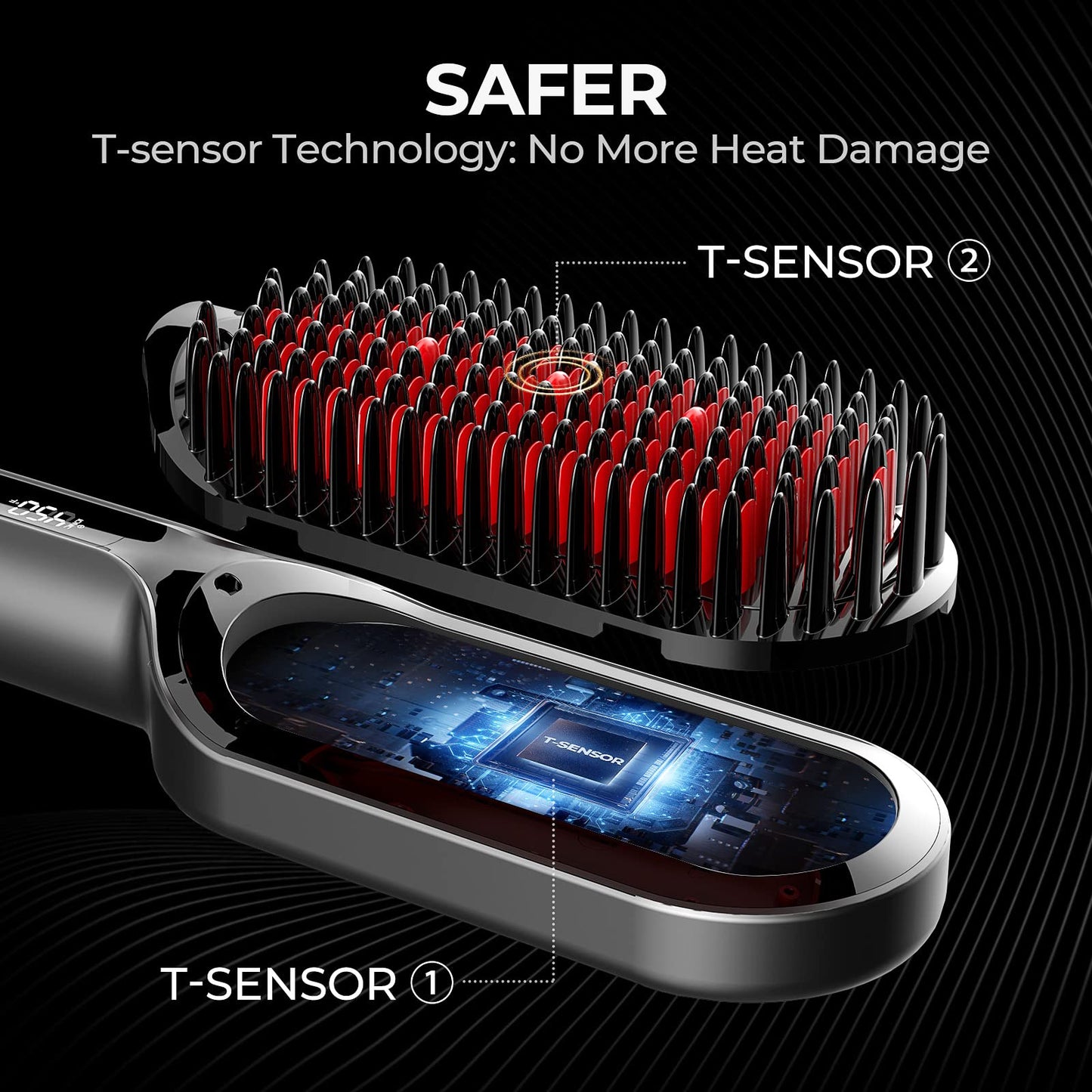 TYMO Hair Straightener Brush - Upgraded Ionic Plus Straightening Brush with Dense Bristles, 16 Temps, Dual Voltage | Ceramic Hot Comb for Women | Flat Beauty & Personal Care TYMO