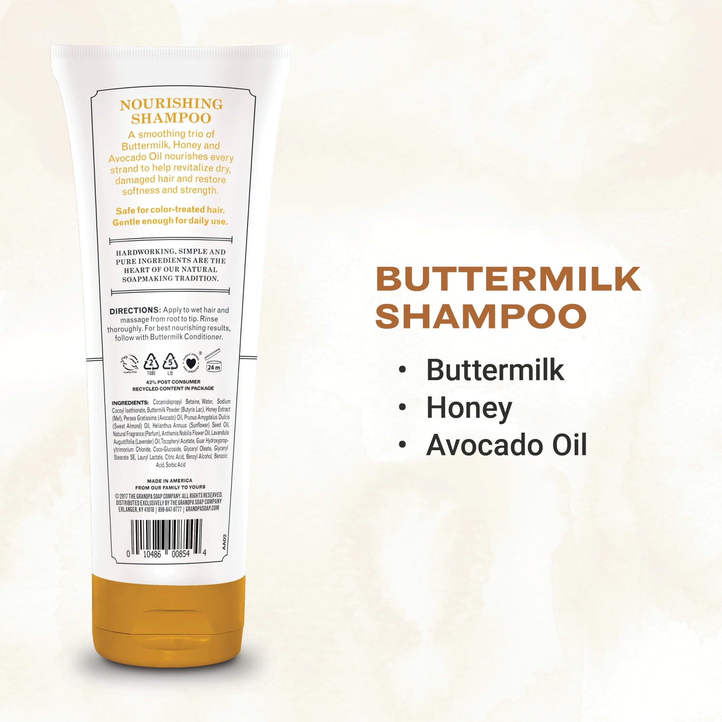 The Grandpa Soap Company Buttermilk Shampoo - Nourishing Formula to Help Revitalize Dry and Damaged Hair, With Honey & Avocado Oil, Vegan, Sulfates Beauty & Personal Care The Grandpa Soap Company