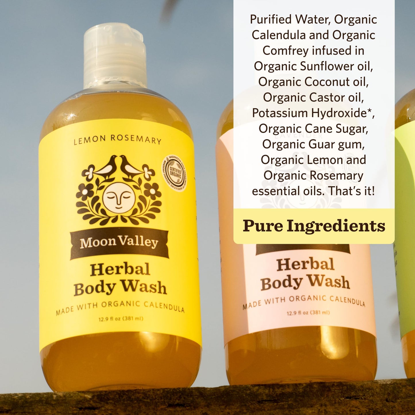 Herbal Body Wash, Lemon Rosemary by Moon Valley, All Natural Ingredients, No Parabens, Vegan, Moisturizing Essential Oils, Two Pack Beauty & Personal Care Moon Valley Organics