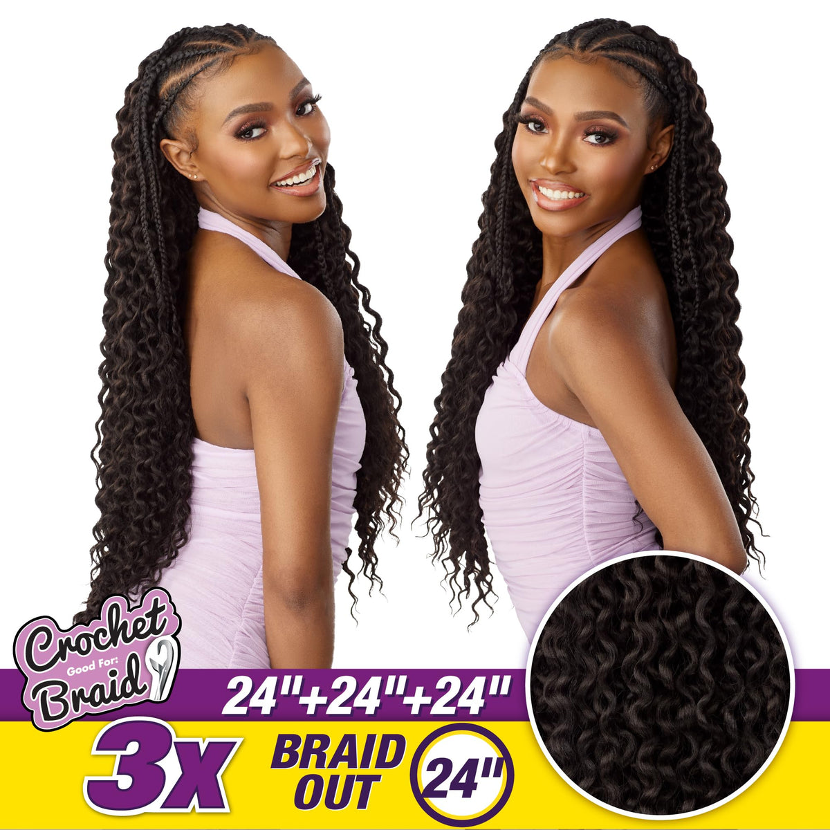 Sensationnel Lulutress Crochet Braiding Hair-3X Braid Out 24in,4 MEDBROWN