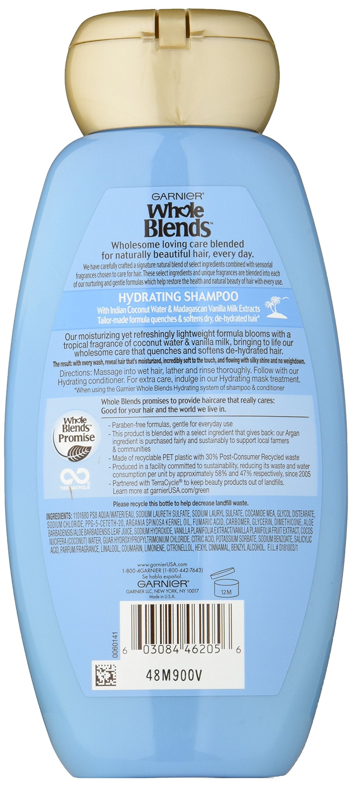 Garnier Whole Blends Shampoo with Coconut Water & Vanilla Milk Extracts, 12.5 fl. oz.