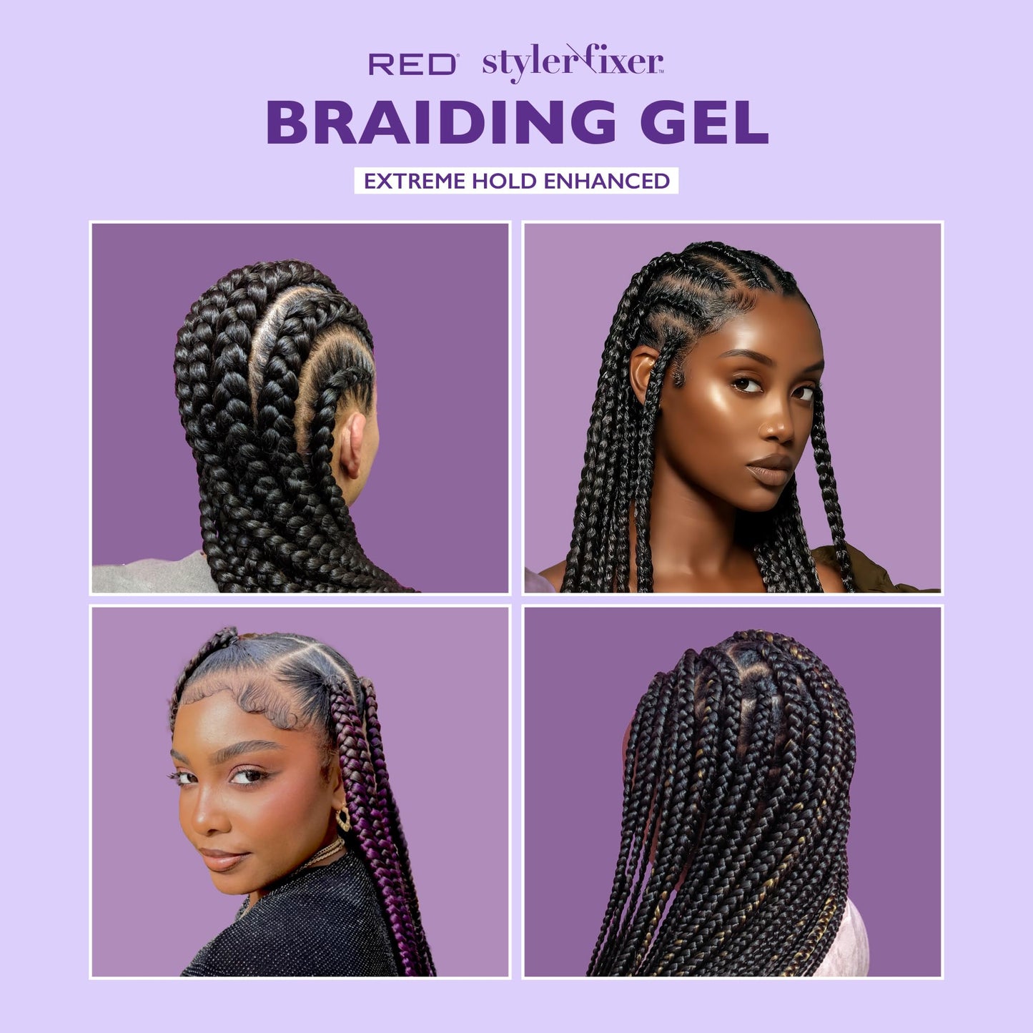 Red by Kiss Styler Fixer Braiding Gel Enhanced - Extra Firm Hold, Anti-Flaking, High Shine, Infused with Advanced Botanicals for Strong, Nourished Beauty & Personal Care Red by Kiss