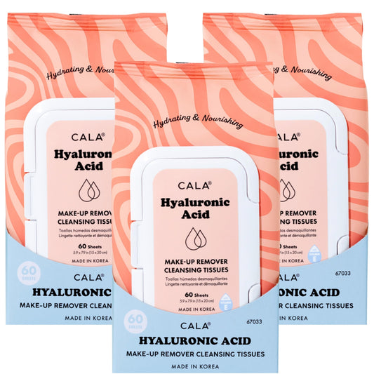CALA Makeup Remover Cleansing Tissues: Hyaluronic Acid (60 Sheets) - Hydrating, Gentle Wipes for a Smooth, Radiant Complexion, Safe for All Skin Types