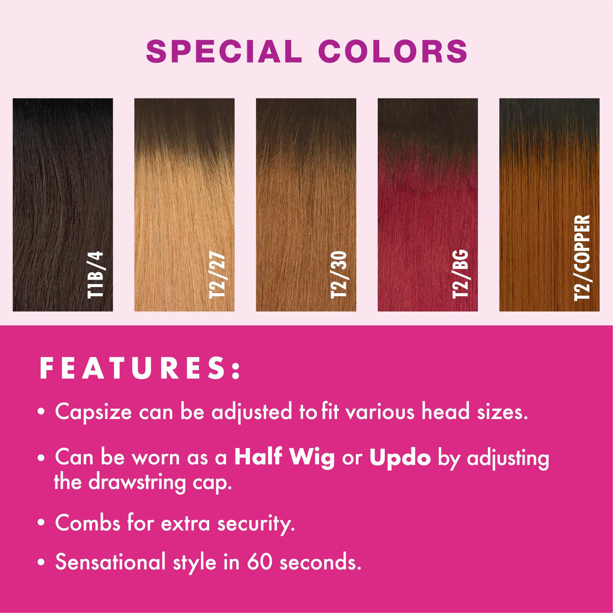 Sensationnel Instant Weave Half Wig-21, T1B/4