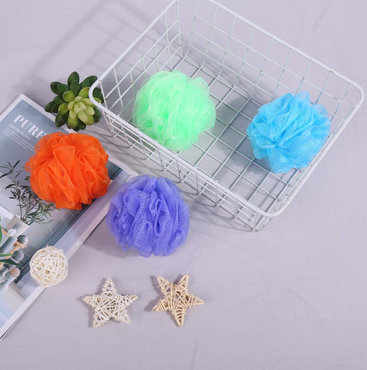 Bath Sponges, Small Size Colorful Shower Sponges Exfoliating Mesh Pouf Bath Ball Body Scrubber for Kids Pack of 8 Beauty & Personal Care JIEFU
