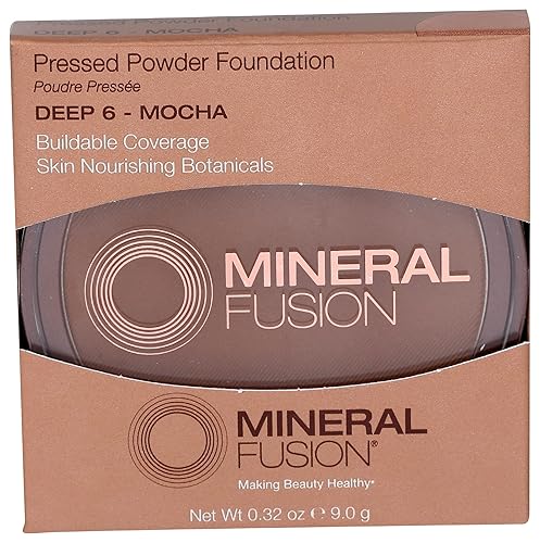 Mineral Fusion Pressed Powder Foundation, Deep 6 - Deep Skin w/Cool Undertones, Age Defying Foundation Makeup with Matte Finish, Talc Free Face Beauty & Personal Care Mineral Fusion