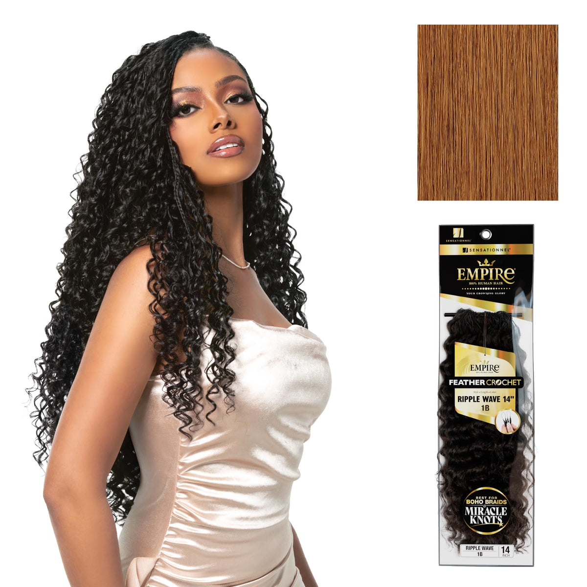 Sensationnel Empire Feather Crochet Braids-Ripple Wave,14in, 30 LIGHTAUBURN