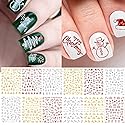 Adurself 12 Sheets Christmas Nail Art Decals Xmas 3D Nail Self-Adhesive Stickers Santa Claus Reindeer Snowflakes Snowmen for Women Girls Kids Beauty & Personal Care Adurself