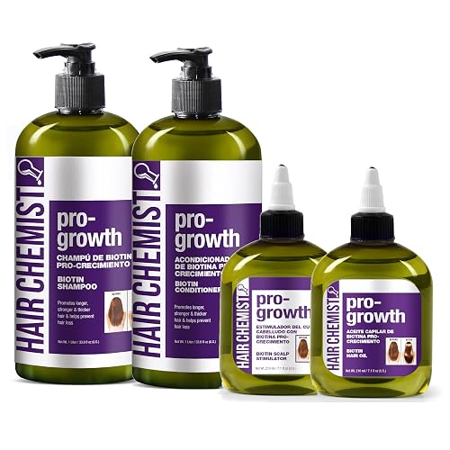 Hair Chemist Pro-Growth with Biotin Ultimate 4PC Shampoo & Conditioner Set- Includes 33.8oz Shampoo, 33.8oz Conditioner, 7.1oz Scalp Stimulator Beauty & Personal Care Hair Chemist