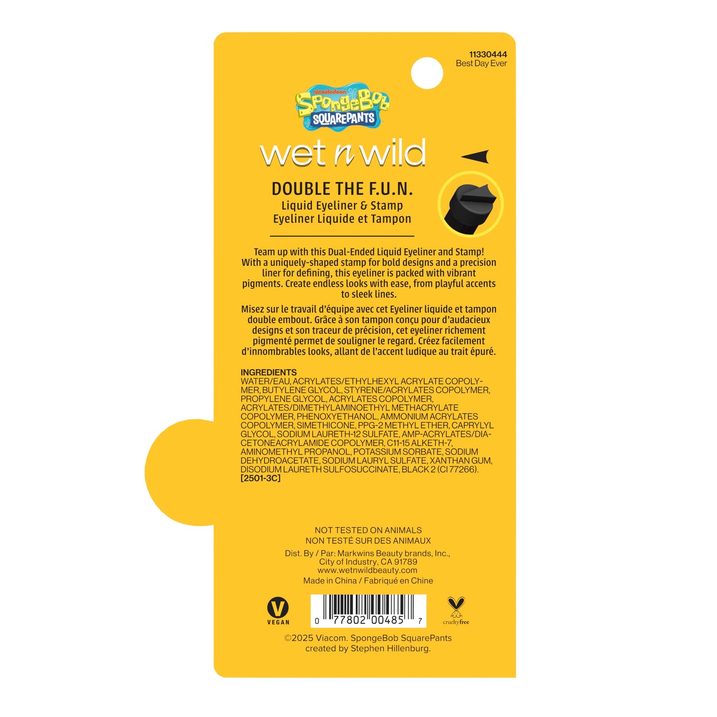 wet n wild Spongebob Double The F.U.N. Liquid Eyeliner & Stamp - Best Day Ever Beauty & Personal Care wet n wild