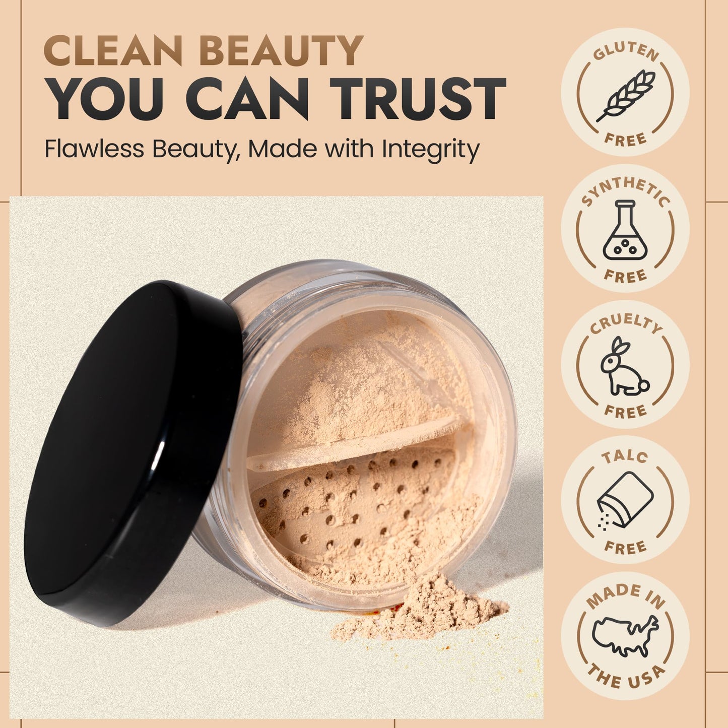BaeBlu InstaFame Loose Powder Foundation, Create - Full Coverage Matte Natural Mineral Foundation for Sensitive & Acne-Prone Skin - Non-Nano Zinc Beauty & Personal Care BaeBlu