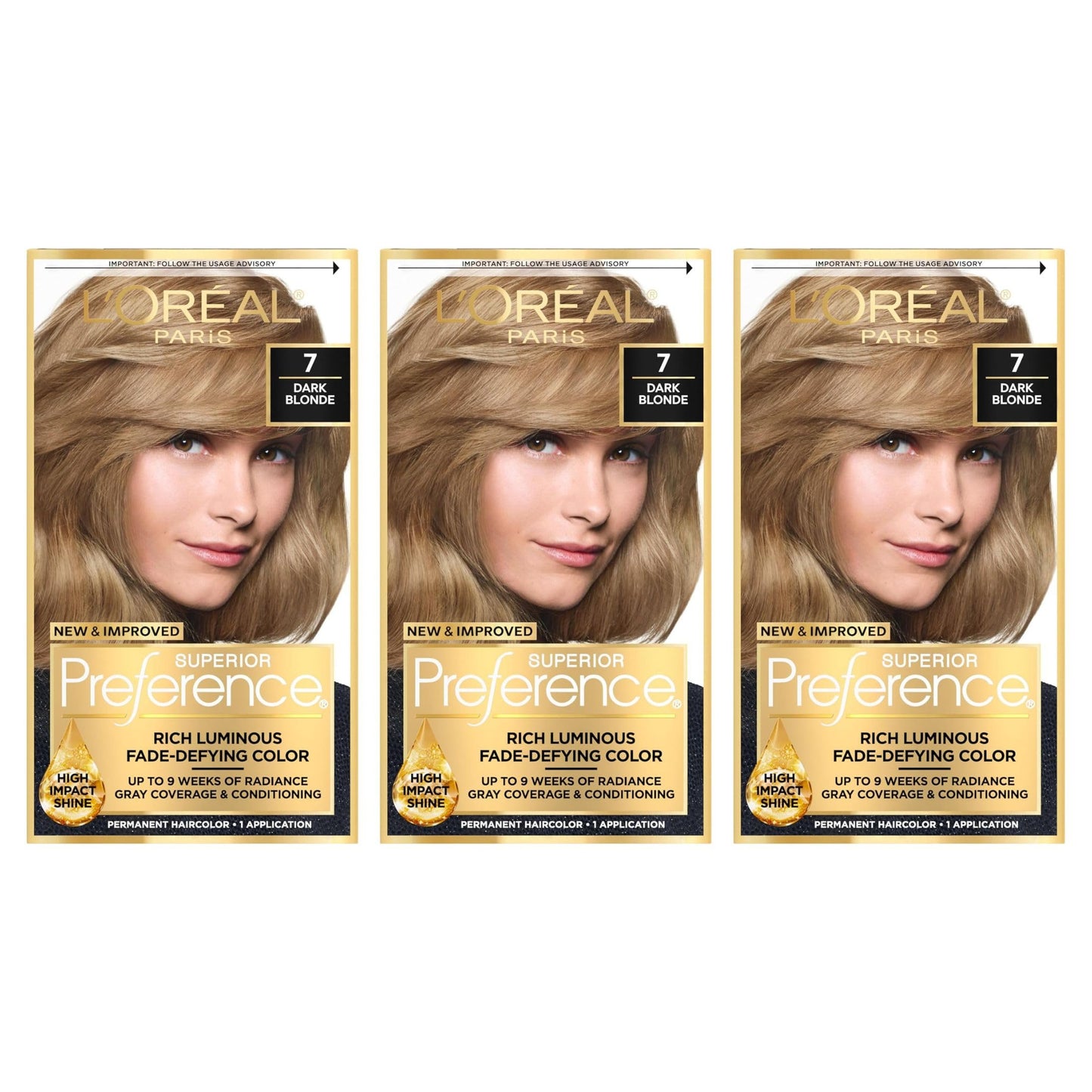 L’Oreal ParisSuperior Preference Rich Luminous Conditioning Colorant, Level 3 Permanent, Dark Blonde/Natural 7 (Pack of 3) Beauty & Personal Care L'Oreal Paris