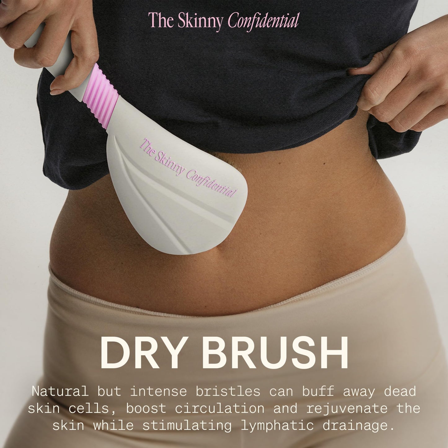 The Skinny Confidential Dry Brushing Body Brush - Natural Boar Bristle Body Exfoliator with Silicone Handle for Cellulite & Dead Skin Removal Beauty and Personal Care The Skinny Confidential