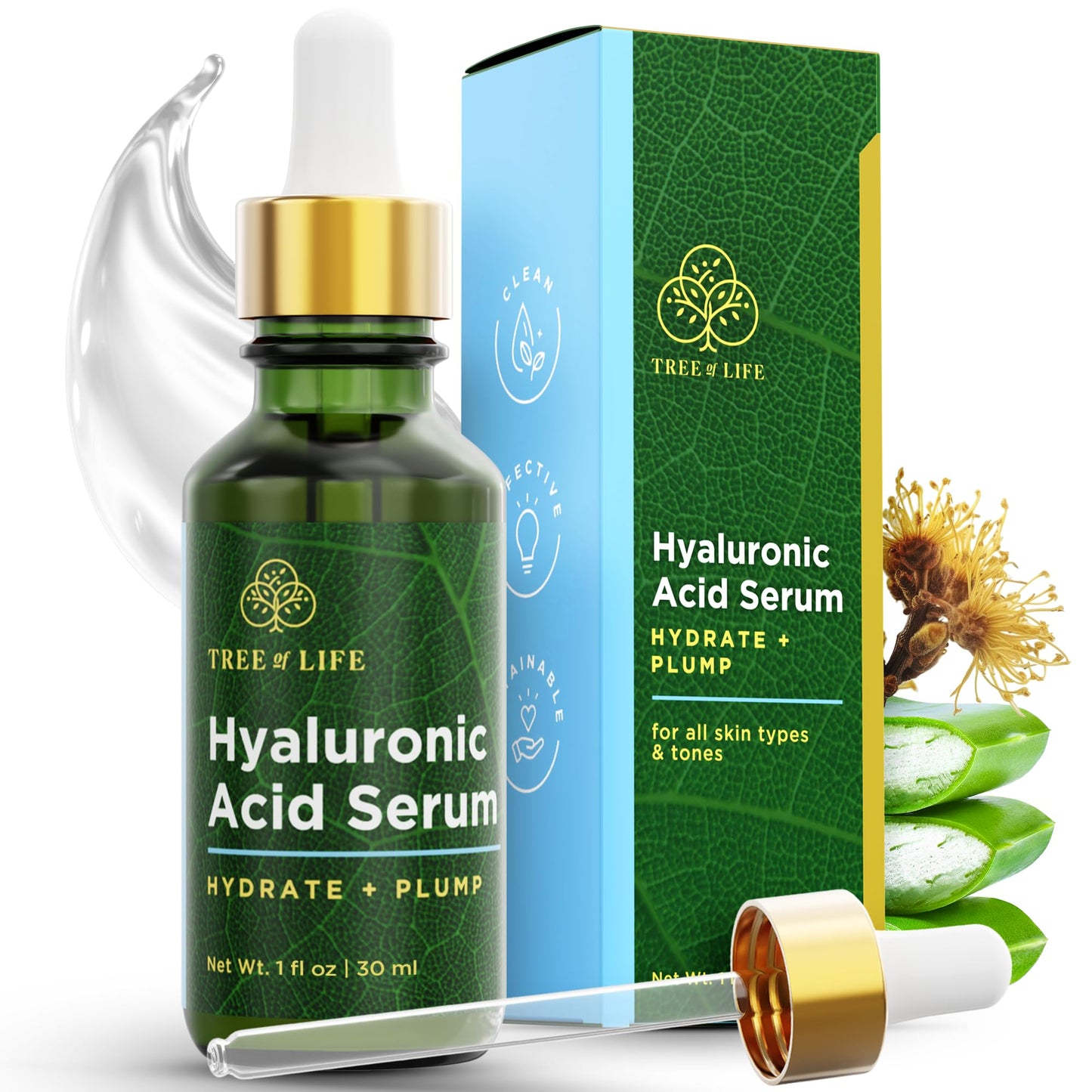 Tree of Life Beauty Hyaluronic Acid Serum, Skin Brightening Face Oil for Dark and Age Spots, Facial Serums for Dry and Sensitive Skin Care Beauty & Personal Care Tree of Life