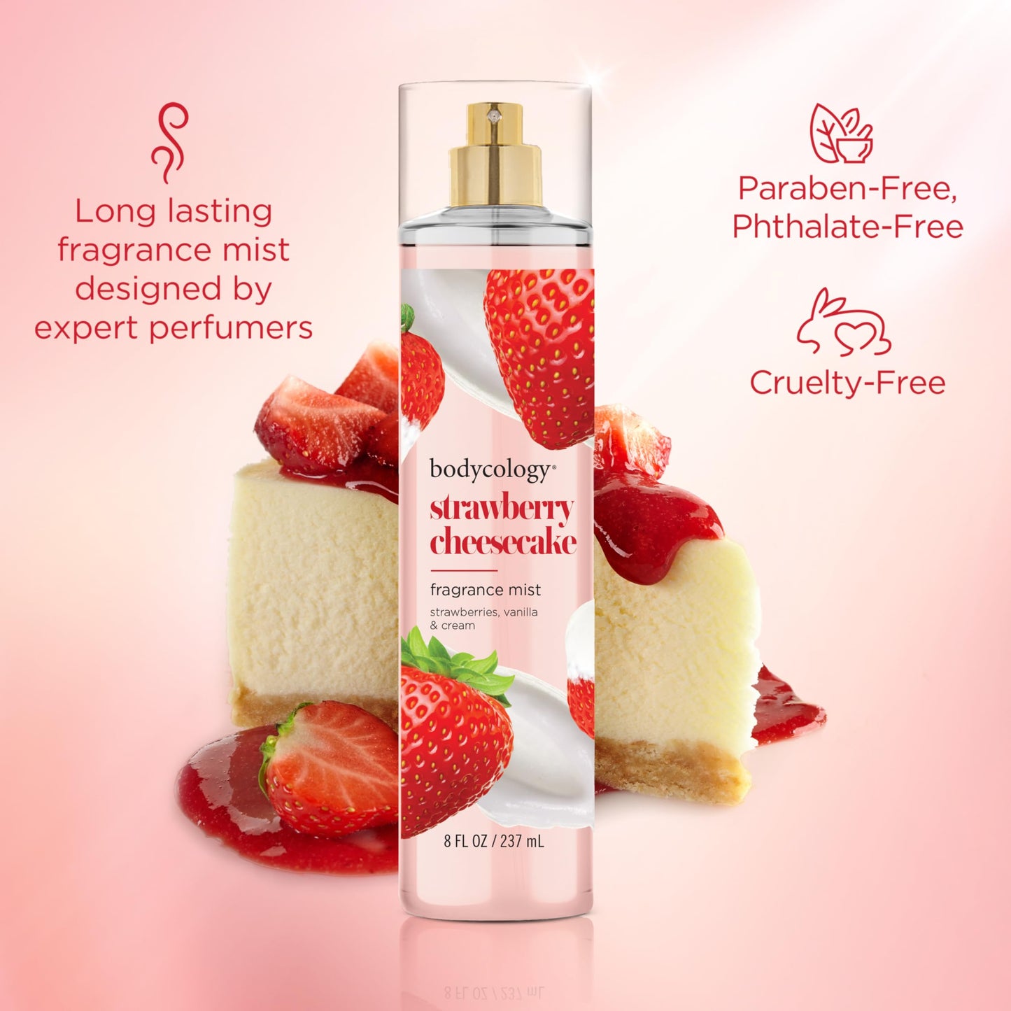 Bodycology Long-Lasting Fragrance Body Mist, Strawberry Cheesecake, 8 fl oz (Pack of 2) Beauty & Personal Care Bodycology